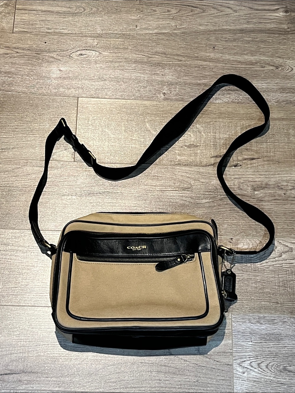 Coach Essex Twill Flight Case Brown & Black Crossbody Bag